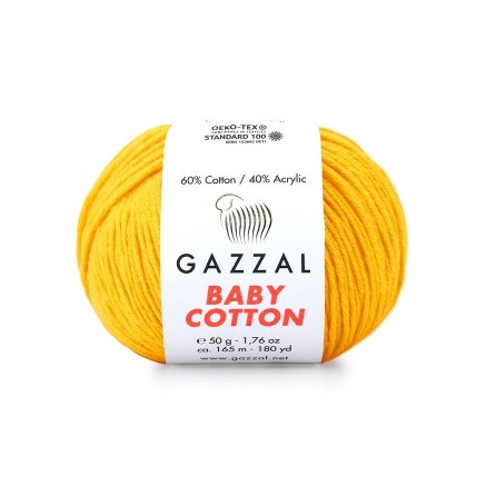 Yarn Gazzal Baby Cotton yellow (3417)