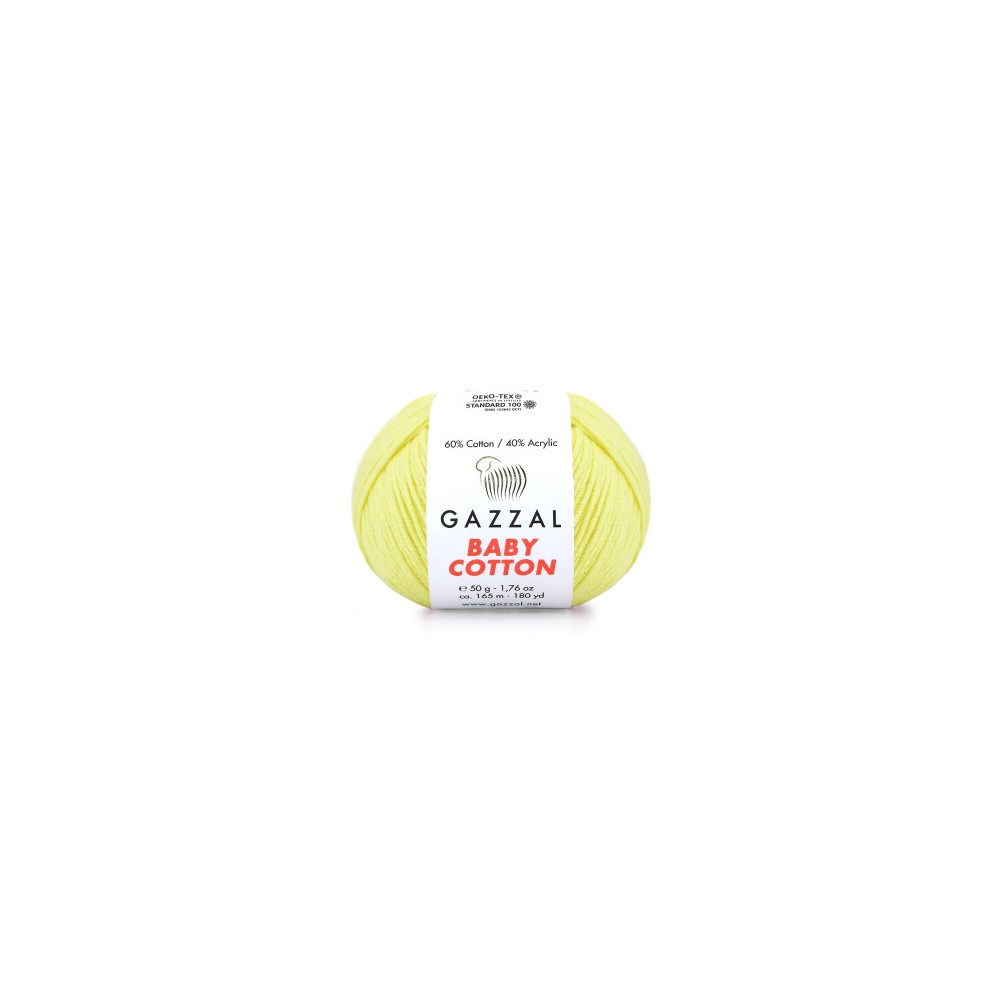 Пряжа Gazzal Baby Cotton ніжно-жовтий (3413) Пряжа Gazzal Baby Cotton ніжно-жовтий (3413)