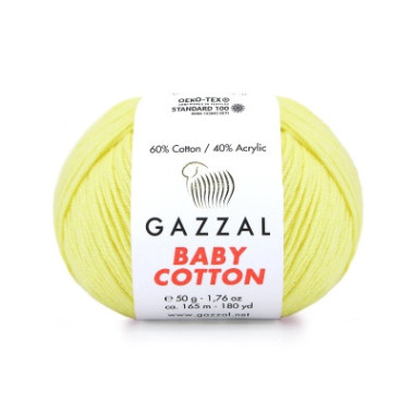 Пряжа Gazzal Baby Cotton нежно-желтый (3413)
