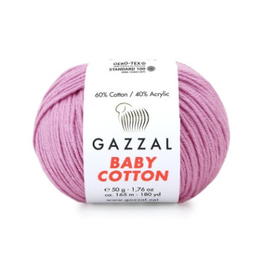 Пряжа Gazzal Baby Cotton сиренево-розовый (3422)