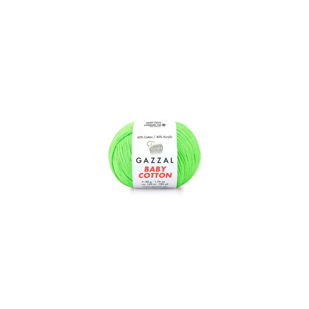 Yarn Gazzal Baby Cotton bright green (3427) Yarn Gazzal Baby Cotton bright green (3427)