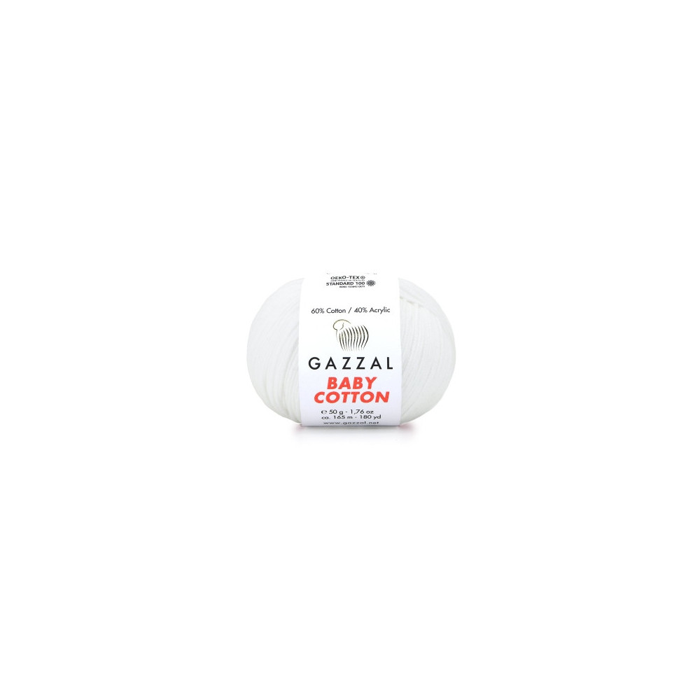 Пряжа Gazzal Baby Cotton білий (3432) Пряжа Gazzal Baby Cotton білий (3432)