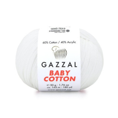 Пряжа Gazzal Baby Cotton білий (3432)