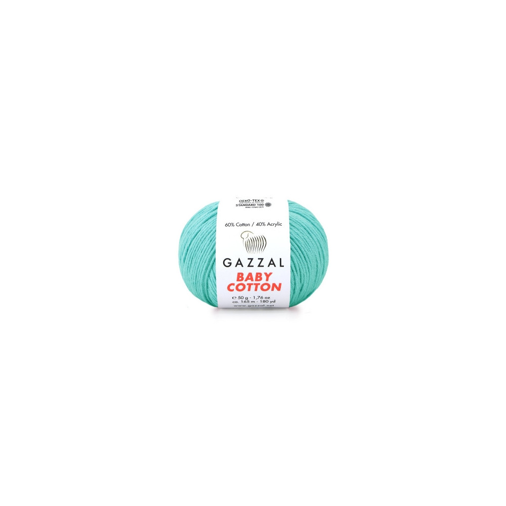 Пряжа Gazzal Baby Cotton светлая бирюза (3452) Пряжа Gazzal Baby Cotton светлая бирюза (3452)
