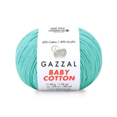 Пряжа Gazzal Baby Cotton светлая бирюза (3452)