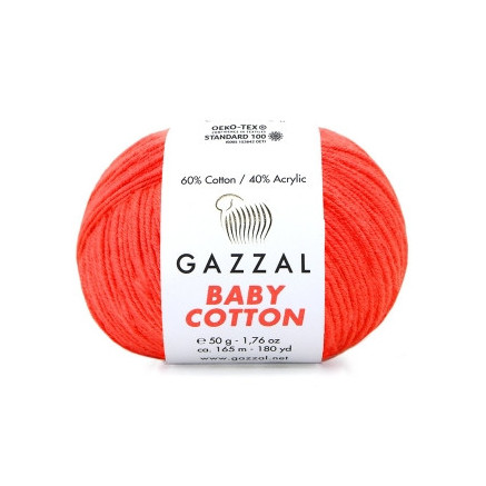 Yarn Gazzal Baby Cotton orange neon (3459)
