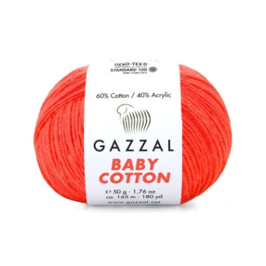 Пряжа Gazzal Baby Cotton помаранчевий неон (3459)