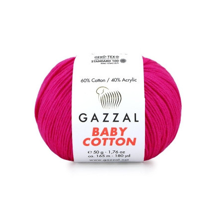 Yarn Gazzal Baby Cotton bright pink (3461)