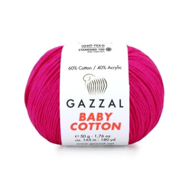 Пряжа Gazzal Baby Cotton яскраво-рожевий (3461)