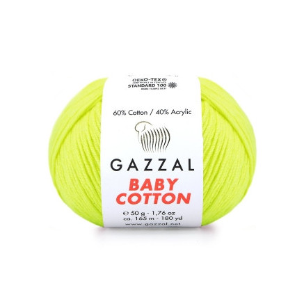 Yarn Gazzal Baby Cotton bright yellow neon (3462)