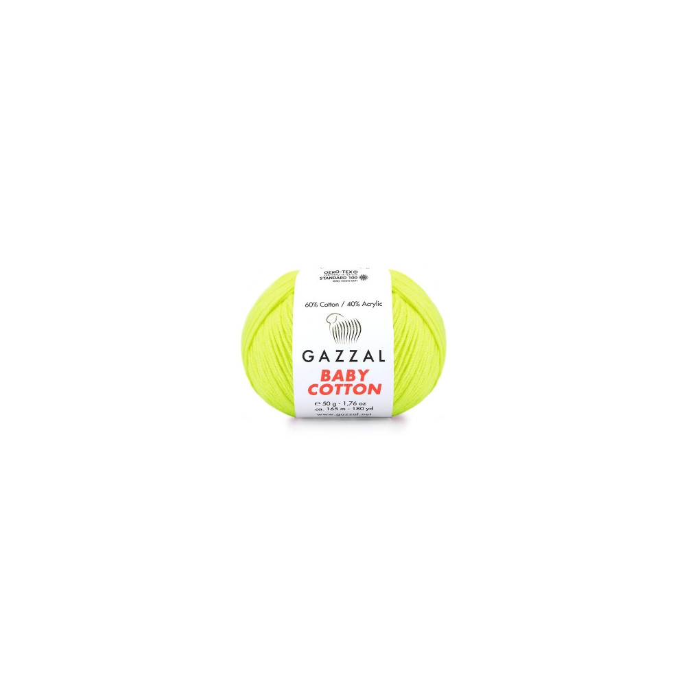 Пряжа Gazzal Baby Cotton яскраво-жовтий неон (3462) Пряжа Gazzal Baby Cotton яскраво-жовтий неон (3462)
