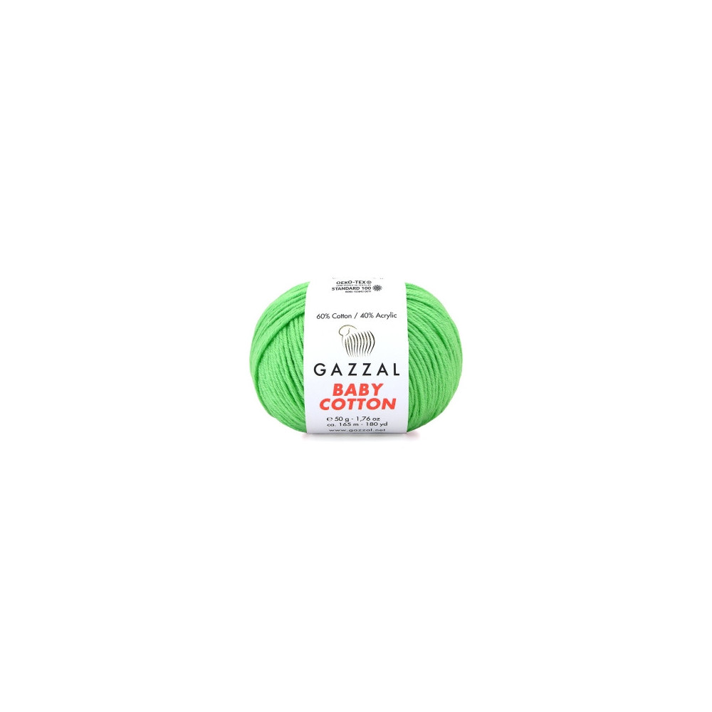 Пряжа Gazzal Baby Cotton зеленое яблоко (3466) Пряжа Gazzal Baby Cotton зеленое яблоко (3466)