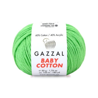 Пряжа Gazzal Baby Cotton зеленое яблоко (3466)
