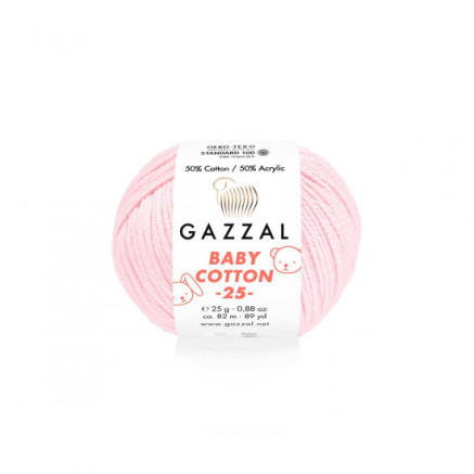 Yarn Gazzal Baby Cotton 25 soft pink (3411)