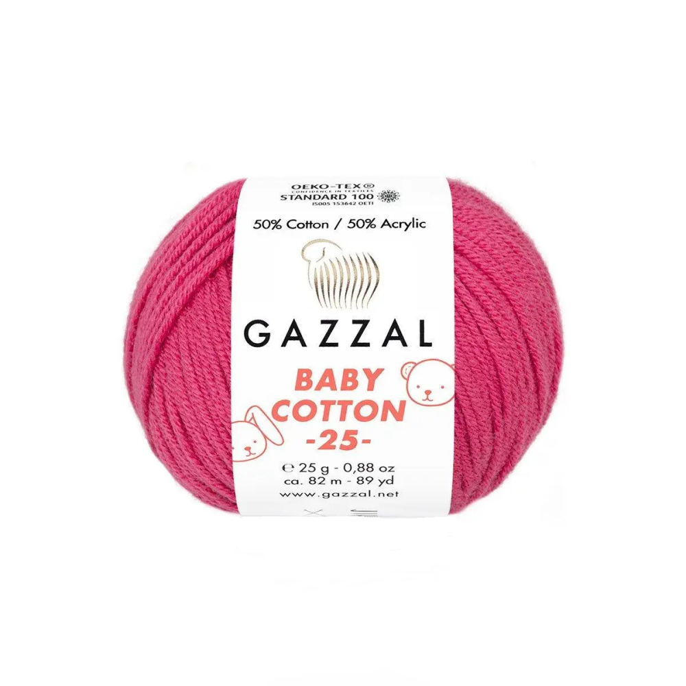 Yarn Gazzal Baby Cotton 25 raspberry (3415) Yarn Gazzal Baby Cotton 25 raspberry (3415)
