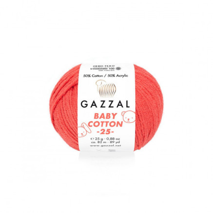 Yarn Gazzal Baby Cotton 25 coral (3418)