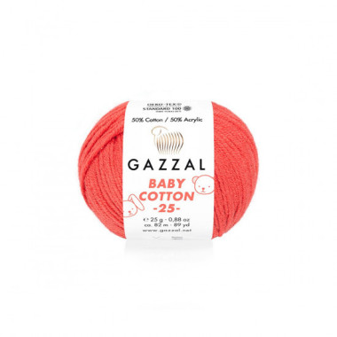 Yarn Gazzal Baby Cotton 25 coral (3418)