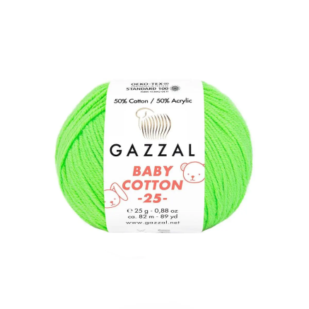Yarn Gazzal Baby Cotton 25 bright green (3427)