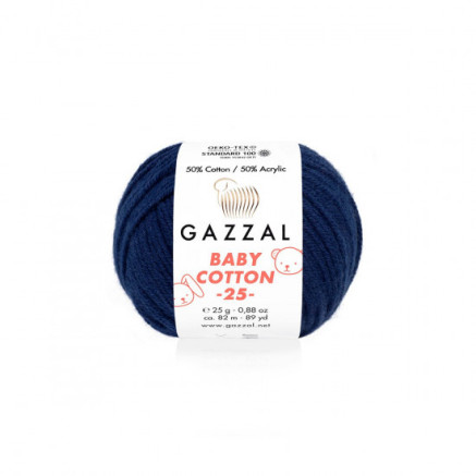 Yarn Gazzal Baby Cotton 25 dark blue (3438)