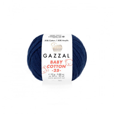 Пряжа Gazzal Baby Cotton 25 темно-синій (3438)