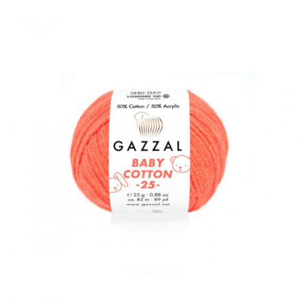 Пряжа Gazzal Baby Cotton 25 оранжевый неон (3459)