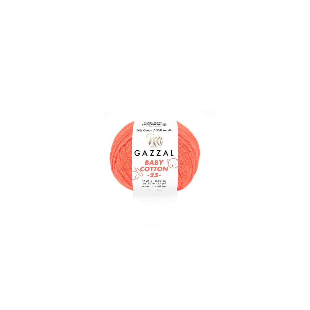 Yarn Gazzal Baby Cotton 25 orange neon (3459) Yarn Gazzal Baby Cotton 25 orange neon (3459)