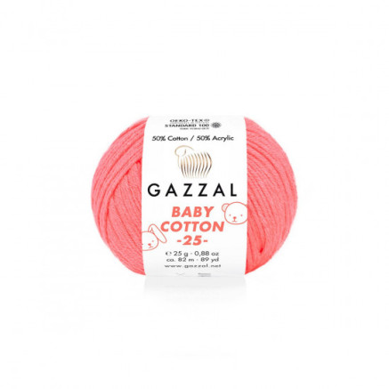 Пряжа Gazzal Baby Cotton 25 яскраво-рожевий неон (3460)