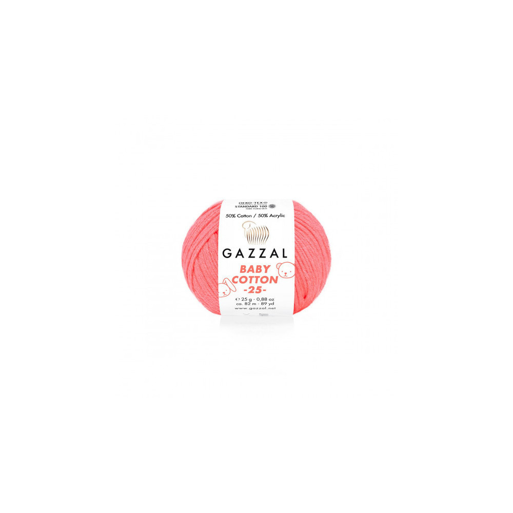 Yarn Gazzal Baby Cotton 25 Bright Pink Neon (3460)