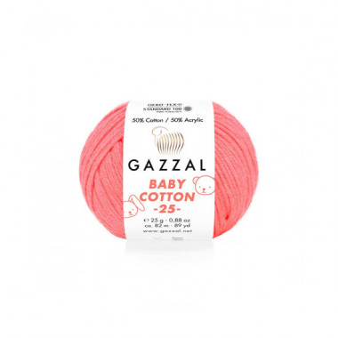 Yarn Gazzal Baby Cotton 25 Bright Pink Neon (3460)