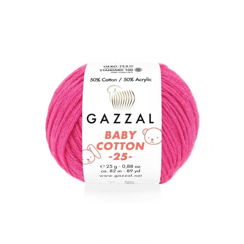 Yarn Gazzal Baby Cotton 25 bright pink (3461) Yarn Gazzal Baby Cotton 25 bright pink (3461)