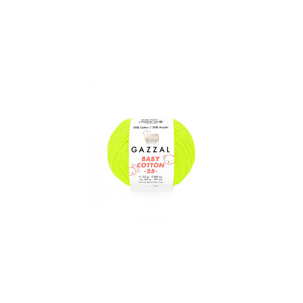 Yarn Gazzal Baby Cotton 25 Bright Yellow Neon (3462) Yarn Gazzal Baby Cotton 25 Bright Yellow Neon (3462)