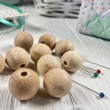 Round bead, wooden, polished, unpainted Ø 20 mm, 1 pc.