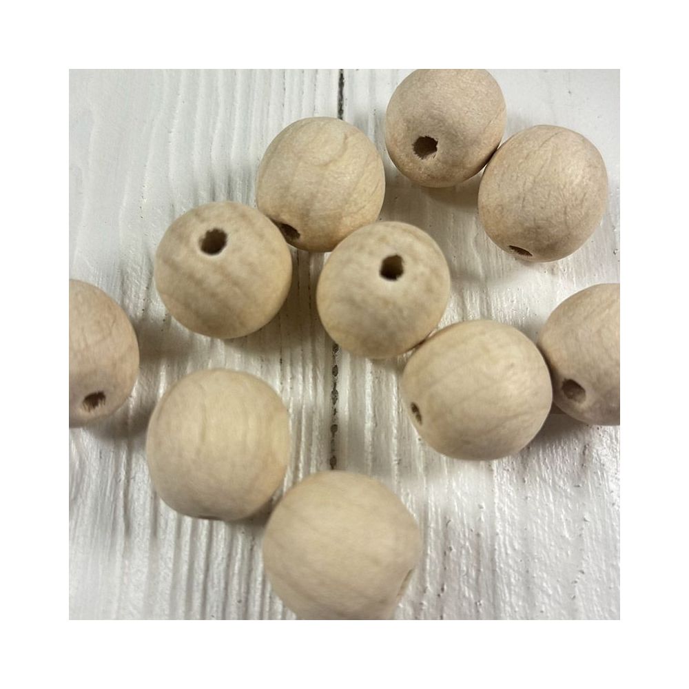 Round beads, wooden, polished, not painted Ø 18 mm, 10 pcs.