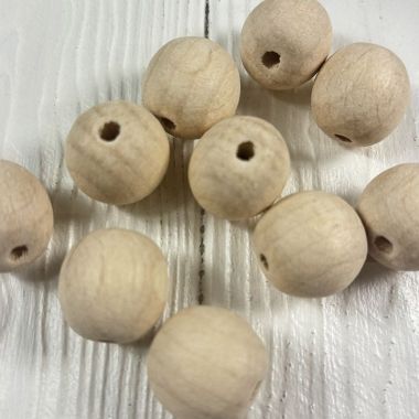 Round beads, wooden, polished, not painted Ø 18 mm, 10 pcs.