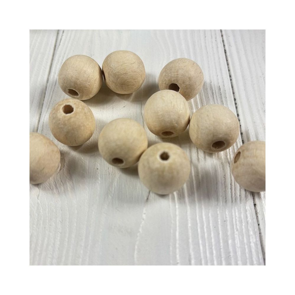 Round beads, wooden, polished, not painted Ø 16 mm, 10 pcs.