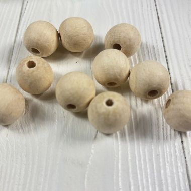 Round beads, wooden, polished, not painted Ø 16 mm, 10 pcs.