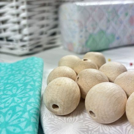 Round bead, wooden, polished, unpainted Ø 25 mm, 1 pc.