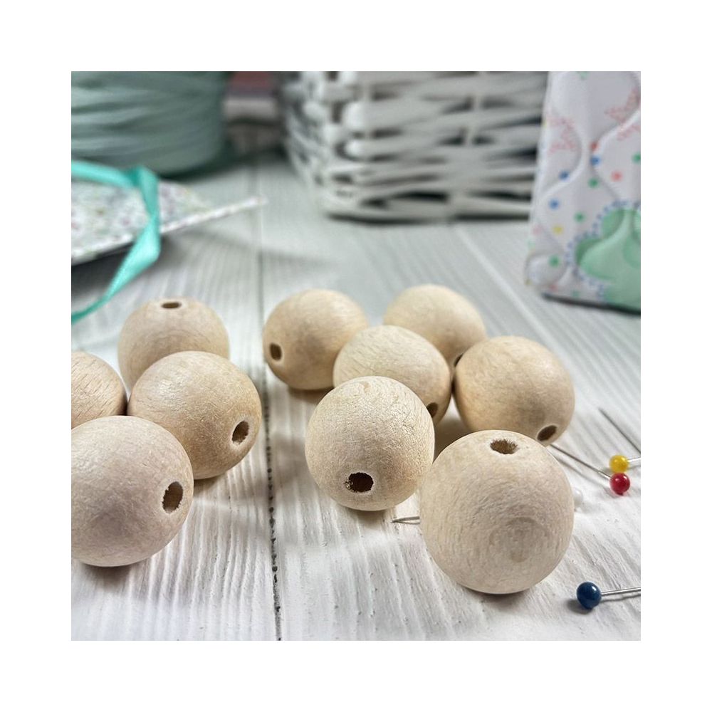 Round bead, wooden, polished, unpainted Ø 25 mm, 1 pc.