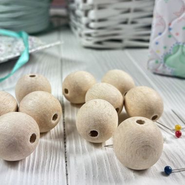 Round bead, wooden, polished, unpainted Ø 25 mm, 1 pc.