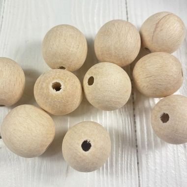 Round bead, wooden, polished, unpainted Ø 25 mm, 1 pc.
