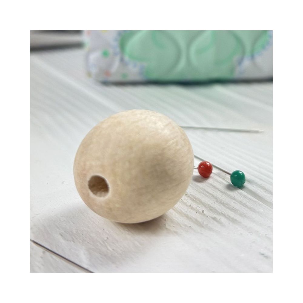 Round bead, wooden, polished, unpainted Ø 25 mm, 1 pc.