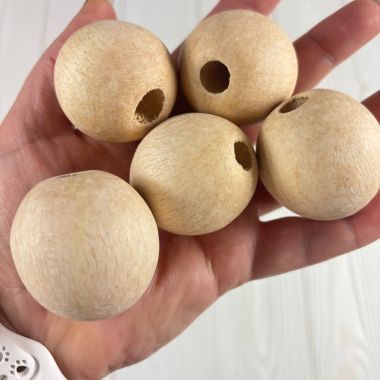 Round bead, wooden, polished, unpainted Ø 40 mm, 1 pc.