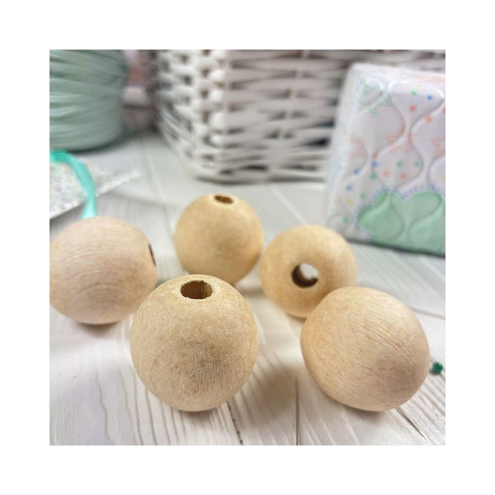 Round bead, wooden, polished, unpainted Ø 40 mm, 1 pc.