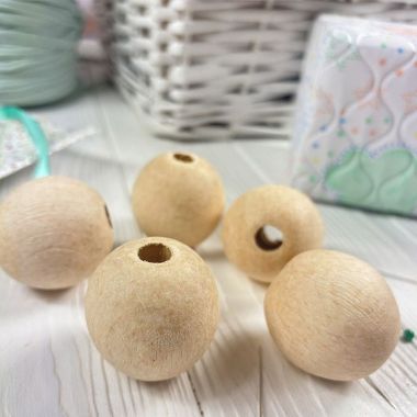 Round bead, wooden, polished, unpainted Ø 40 mm, 1 pc.
