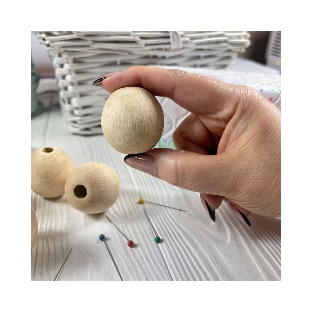 Round bead, wooden, polished, unpainted Ø 40 mm, 1 pc.