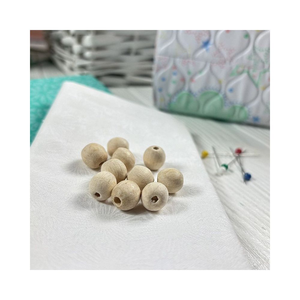 Round beads, wooden, polished, not painted Ø 16 mm, 10 pcs.