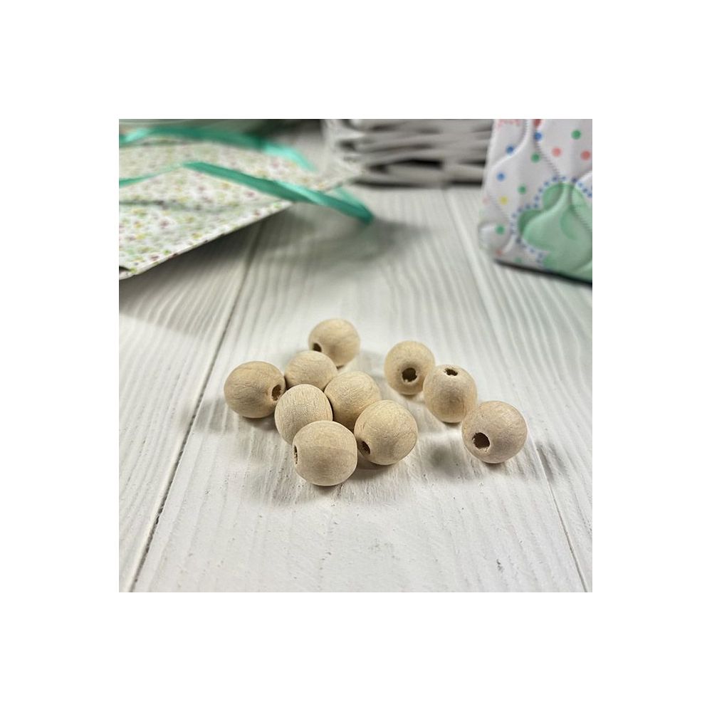 Round beads, wooden, polished, not painted Ø 12 mm, 10 pcs.