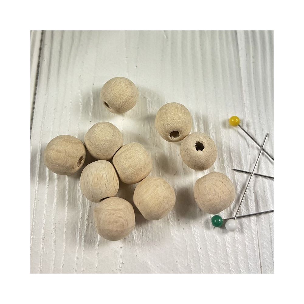 Round beads, wooden, polished, not painted Ø 12 mm, 10 pcs.