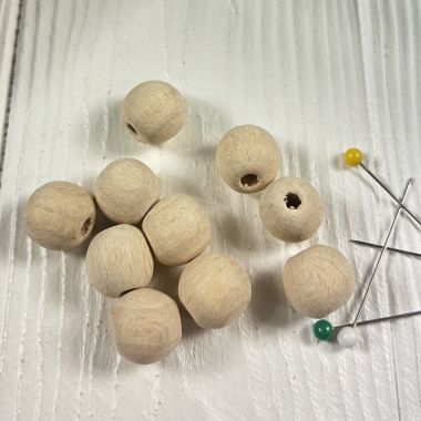 Round beads, wooden, polished, not painted Ø 12 mm, 10 pcs.