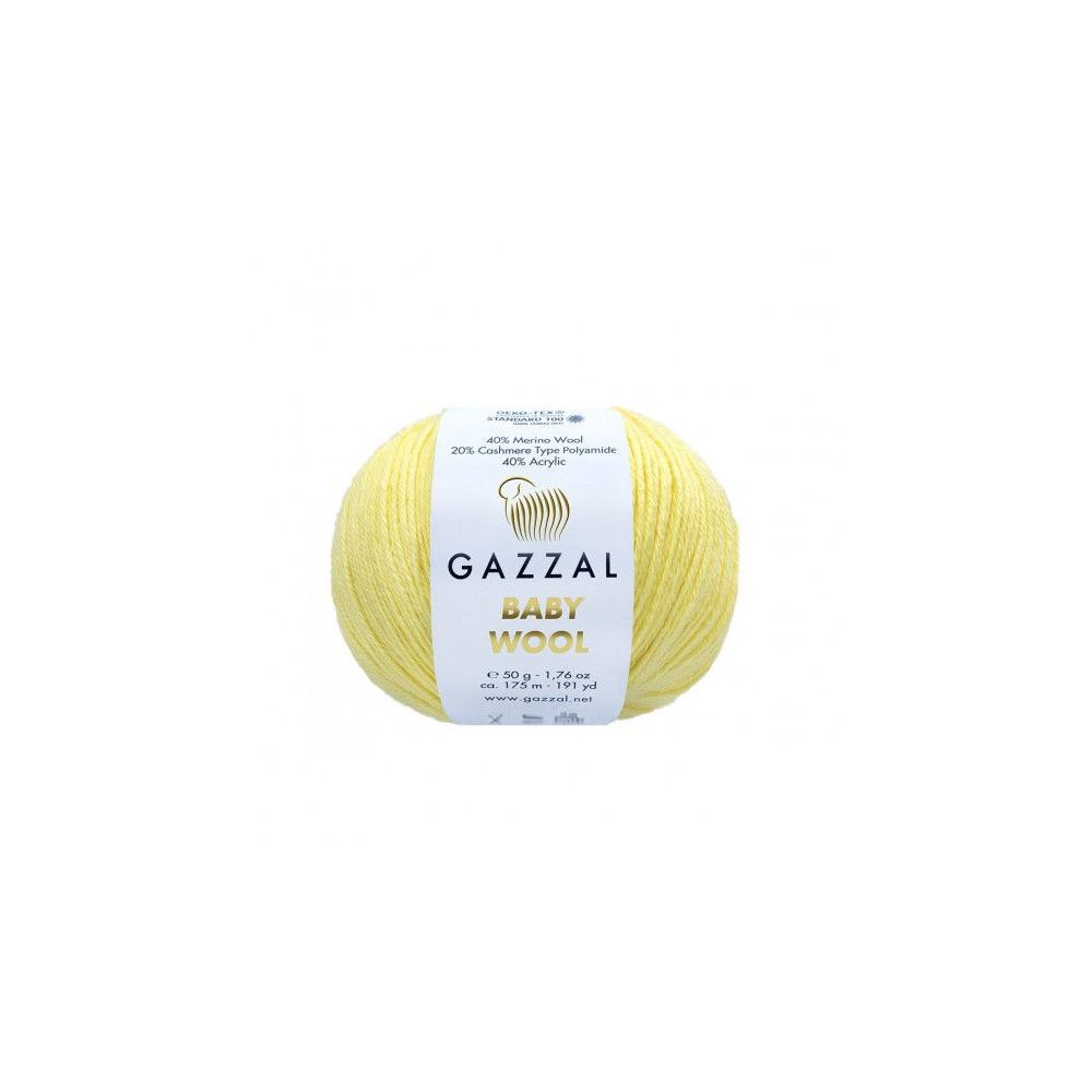 Пряжа Gazzal Baby Wool светлый лимон (833) Пряжа Gazzal Baby Wool светлый лимон (833)
